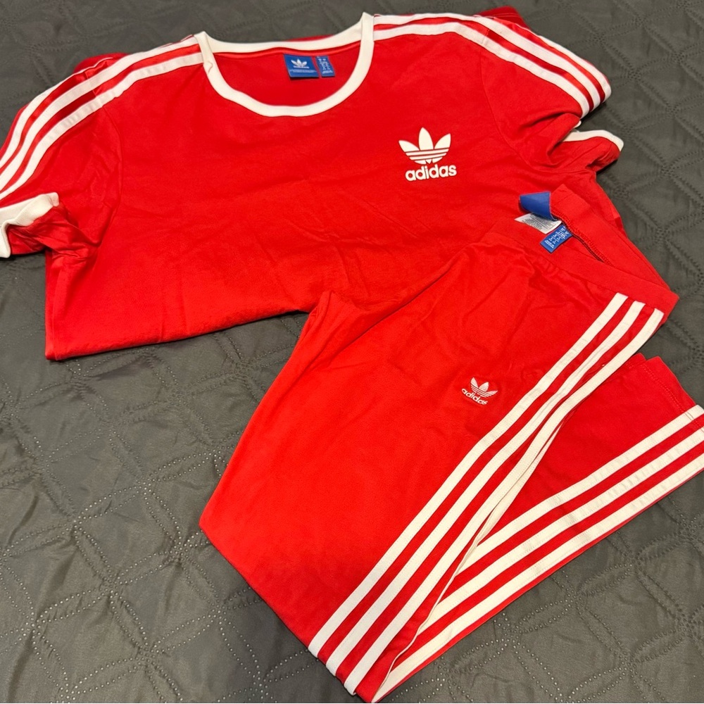 Adidas Red Apparel with White Trim